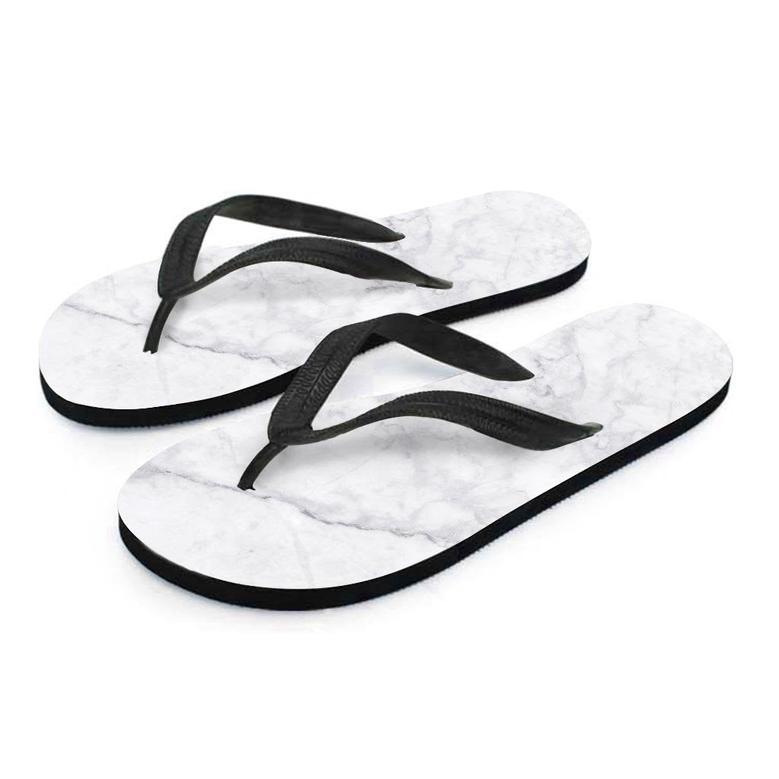 White Marble Men's Flip Flops