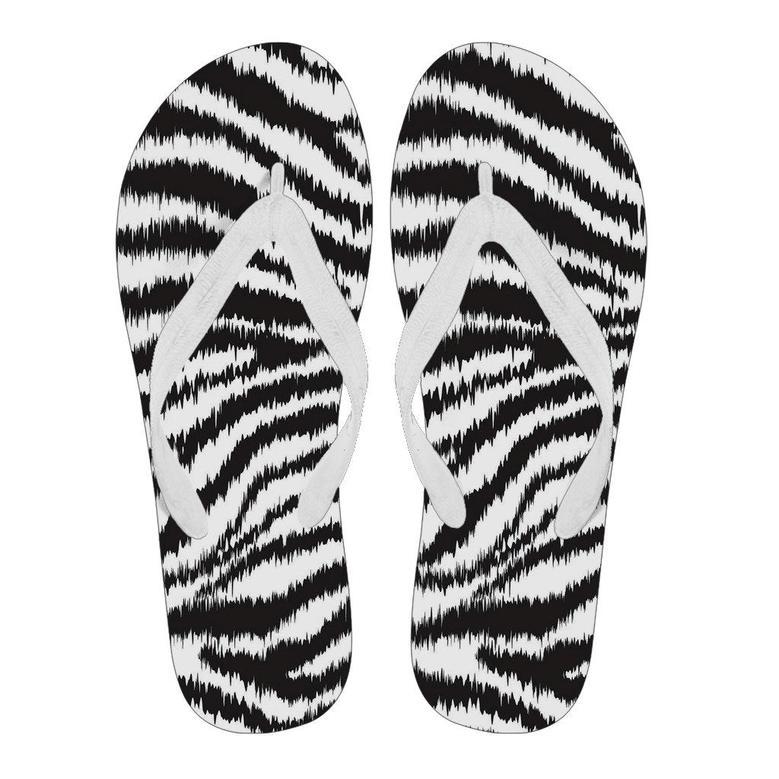 White Tiger Pattern Print Men & Women Flip Flops