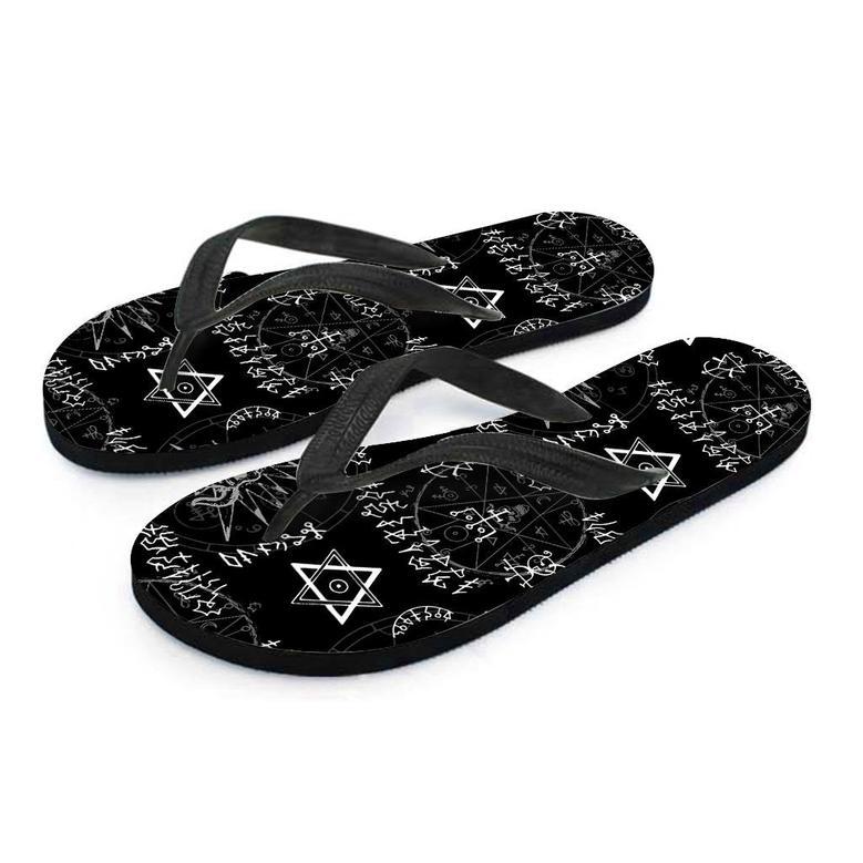 Witch Sign Print Men's Flip Flops