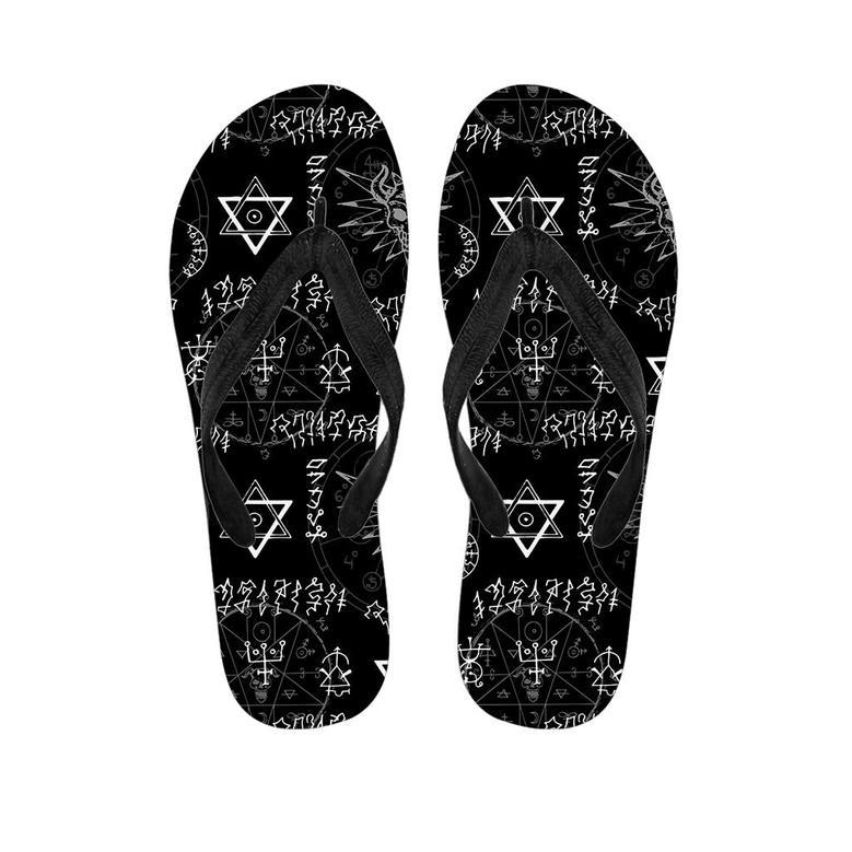 Witch Sign Print Men's Flip Flops