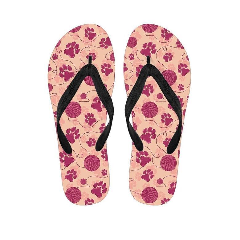 Yarn Paw Print Men's Flip Flops