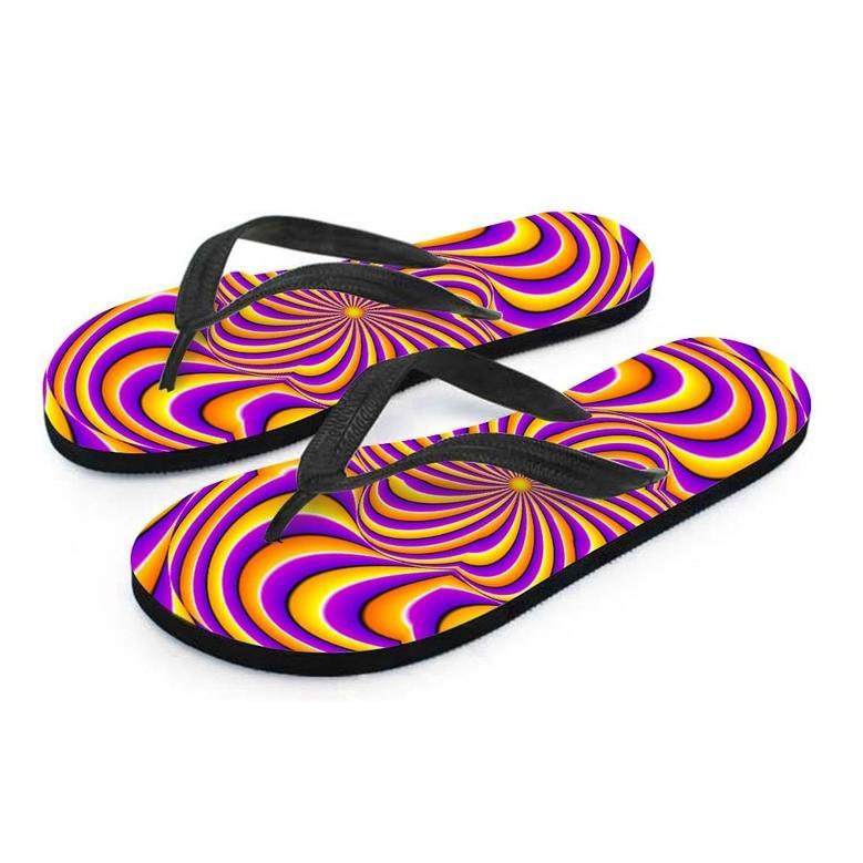 Yellow And Purple Spin Illusion. Men's Flip Flops