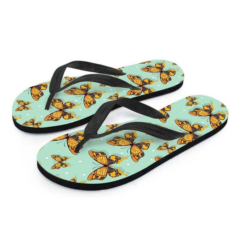 Yellow Butterfly Print Men's Flip Flops