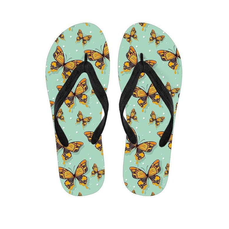 Yellow Butterfly Print Men's Flip Flops