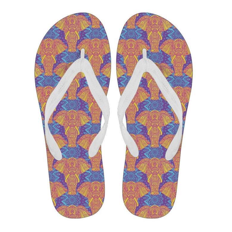 Yellow Elephant Mandala Print Men & Women Flip Flops