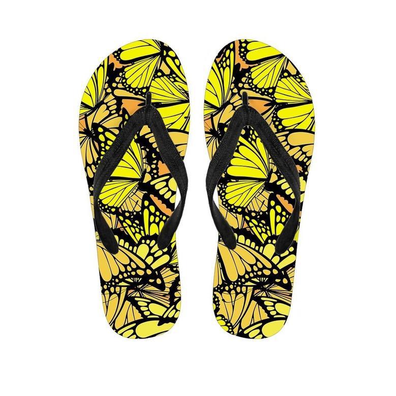 Yellow Monarch Butterfly Men's Flip Flops