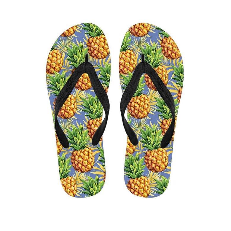 Yellow Pineapple Hawaiian Print Men's Flip Flops