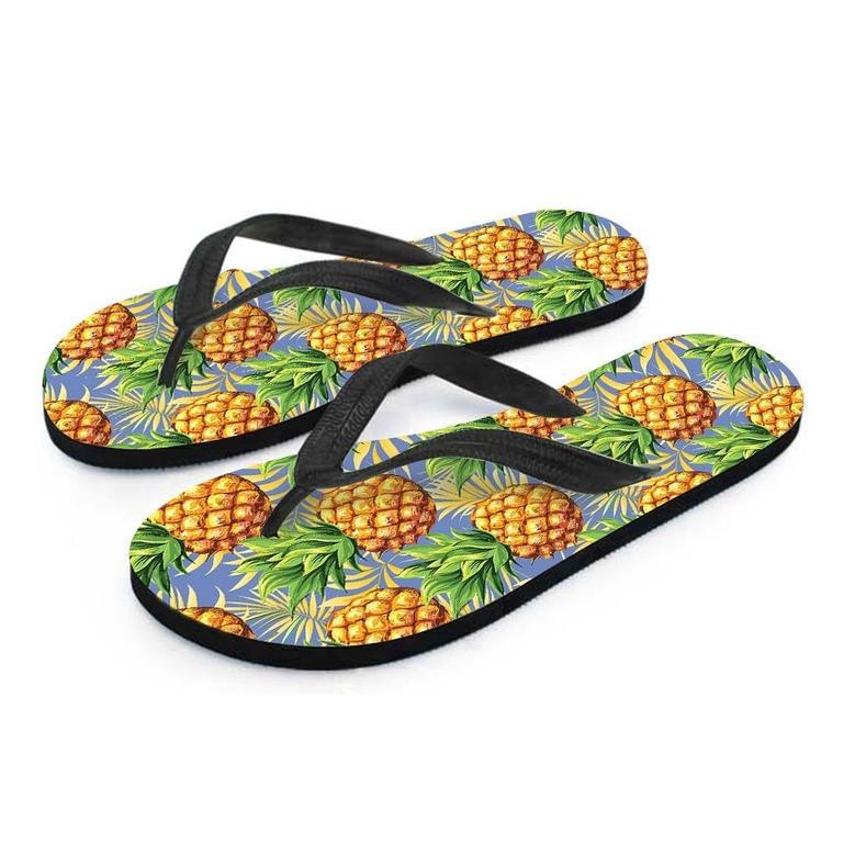 Yellow Pineapple Hawaiian Print Men's Flip Flops