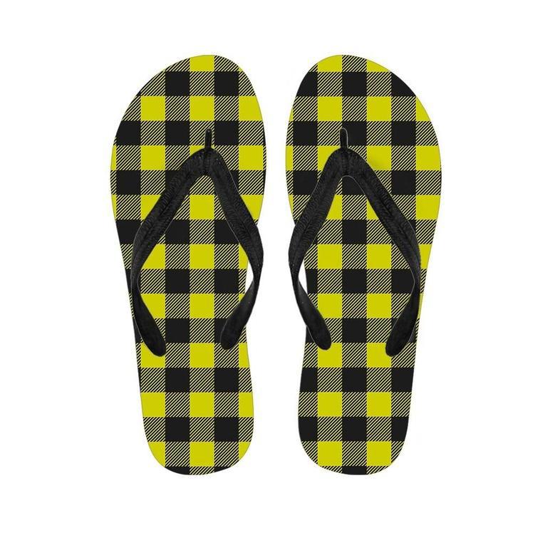 Yellow Plaid Men's Flip Flops