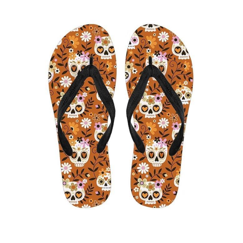 Yellow Sugar Skull Men's Flip Flops