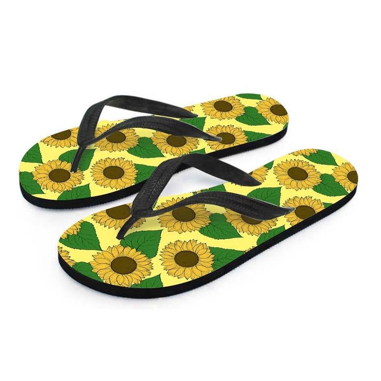 Yellow Sunflower Men's Flip Flops