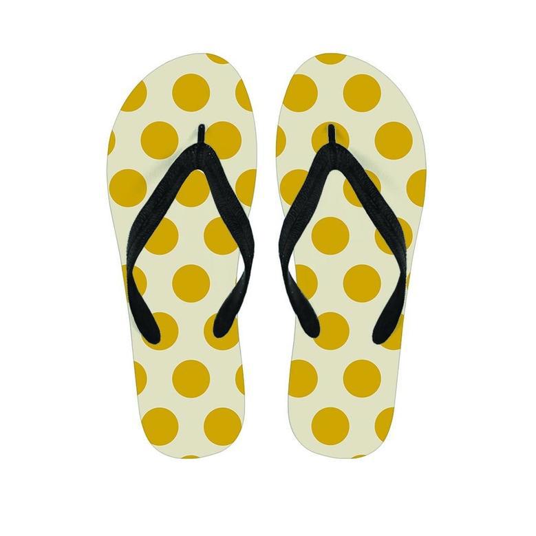 Yellow White Polka Dot Men's Flip Flops