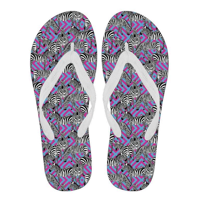 Zebra Neon Pattern Print Men & Women Flip Flops