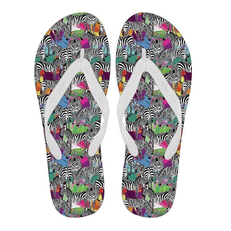 Zebra Pattern Print Men & Women Flip Flops