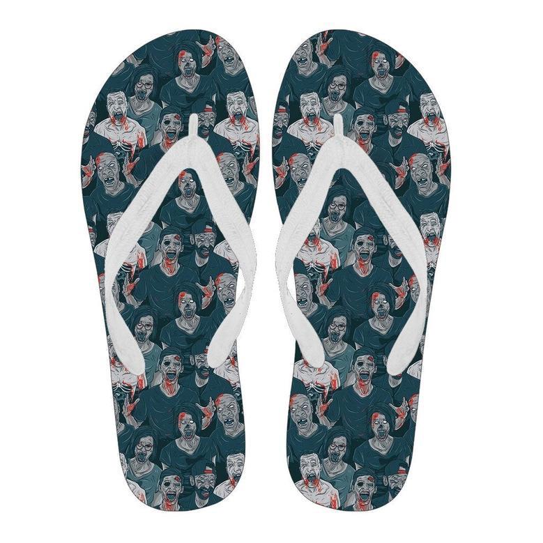 Zombie Halloween Pattern Print Men & Women Flip Flops