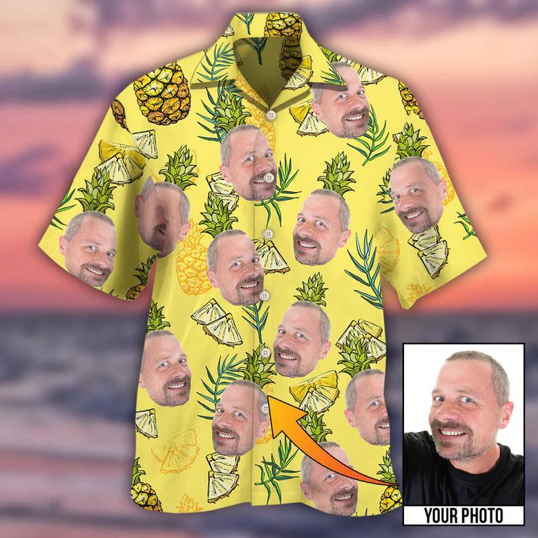 All Over Print Face Aloha Pineapple Custom Photo Hawaiian Shirt, Hawaiian Shirt for Men Women