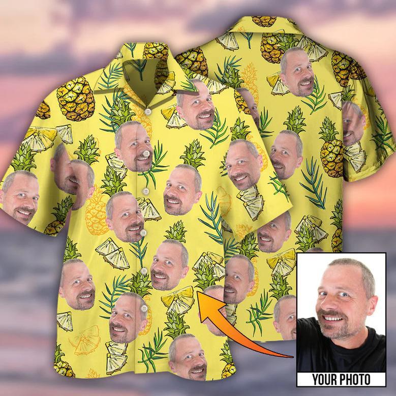 All Over Print Face Aloha Pineapple Custom Photo Hawaiian Shirt, Hawaiian Shirt for Men Women