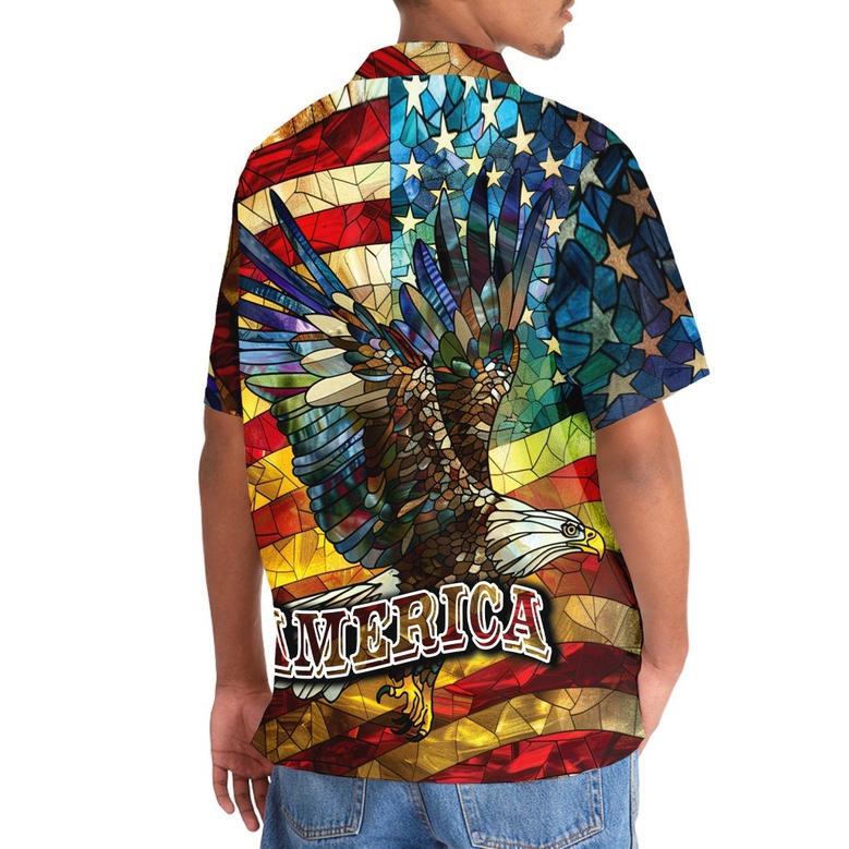 America Bald Eagle Of July Stained Glass Art Hawaiian Shirt