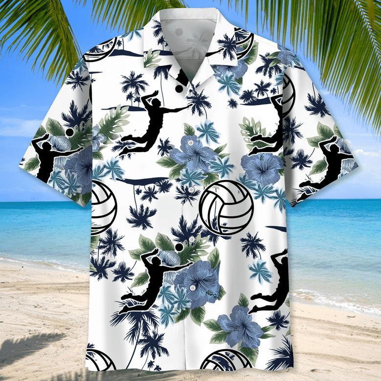 American Flag Volleyball Flowers Hawaiian Shirt for Men, Women, Summer Volleyball Team Shirt