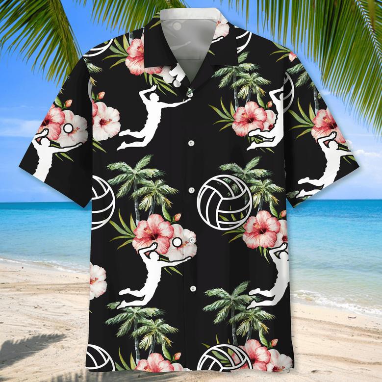 American Flag Volleyball Flowers Hawaiian Shirt for Men, Women, Summer Volleyball Team Shirt