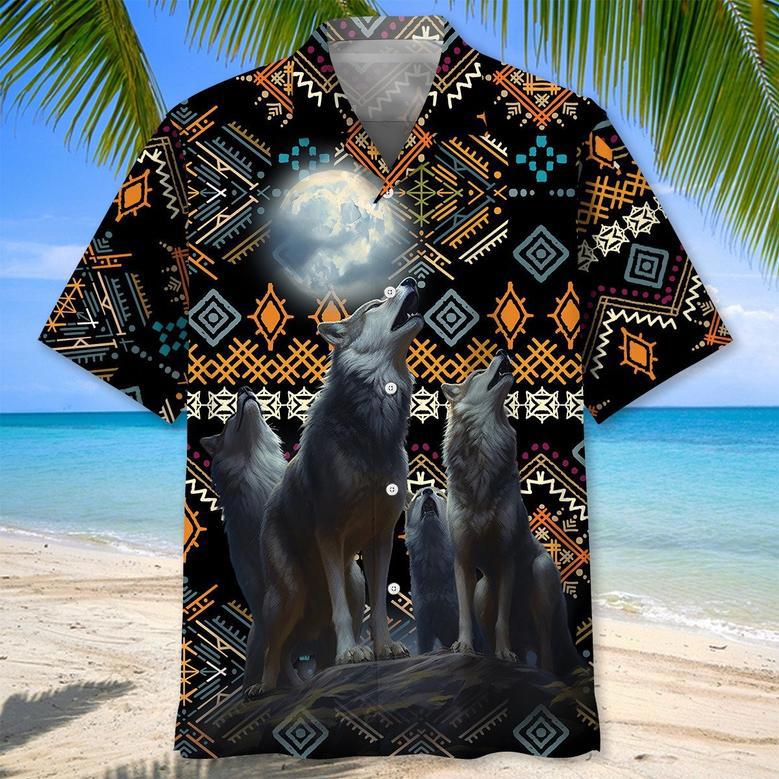 American Native Indigenous Hawaiian Shirt for American Native Men, Women, Wolf Eagle American Native Hawaiian Shirt