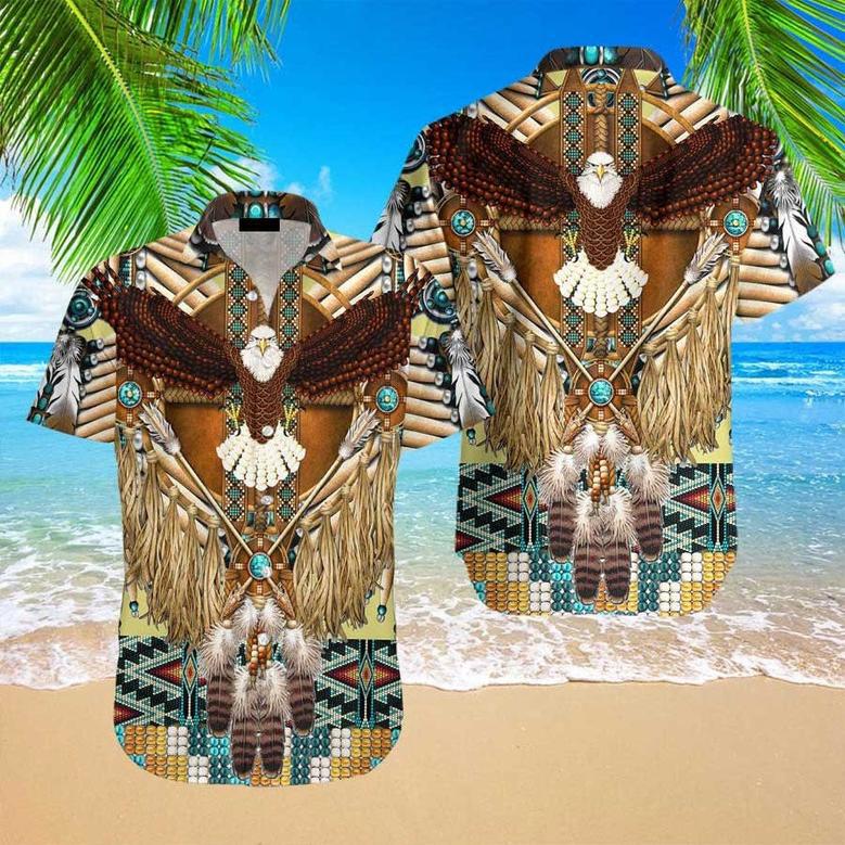 American Native Indigenous Hawaiian Shirt for American Native Men, Women, Wolf Eagle American Native Hawaiian Shirt