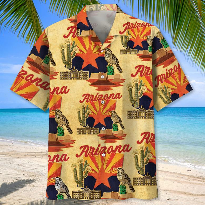 Arizona Proud Hawaiian Shirt for Men, Women, Arizona State Flag Hawaiian Summer Beach Shirt