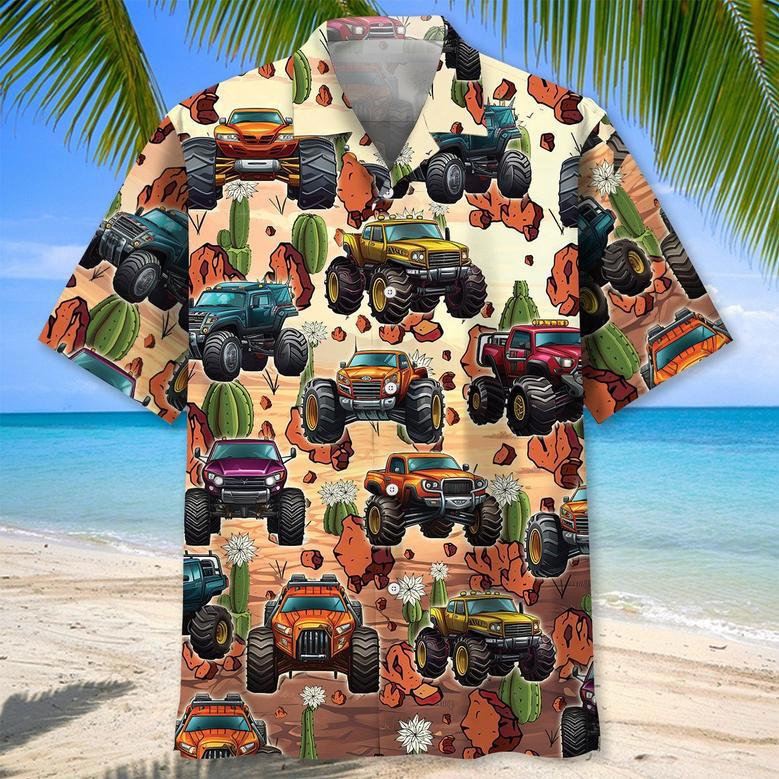 Beach Monster Truck Hawaiian Shirt for Men, Women, Monster Truck Summer Shirt