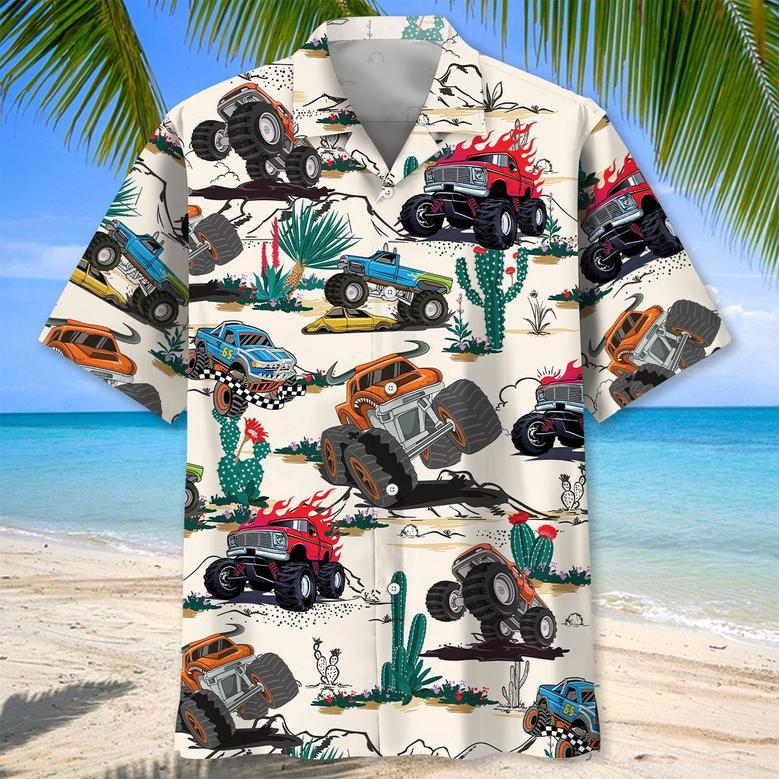 Beach Monster Truck Hawaiian Shirt for Men, Women, Monster Truck Summer Shirt