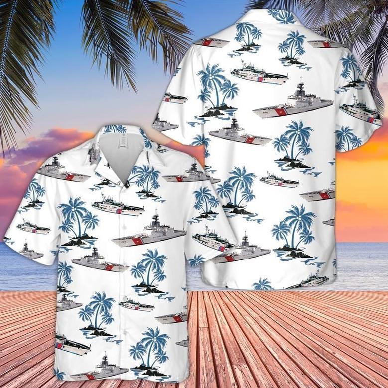 Beautiful Navy US Coast Guard Hawaiian Shirt for Men, Dad, Veteran, Summer Beach Shirt