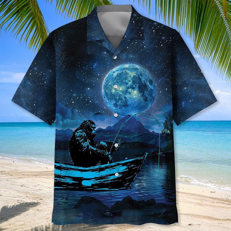 Bigfoot Fishing Relax Hawaiian Shirt for Men, Fishing Lovers Summer Shirt