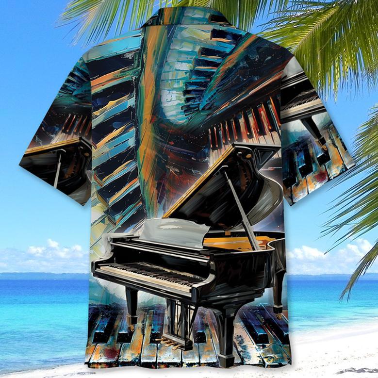 Black and White Piano Hawaiian Shirts For Men, Piano Players Summer Shirt