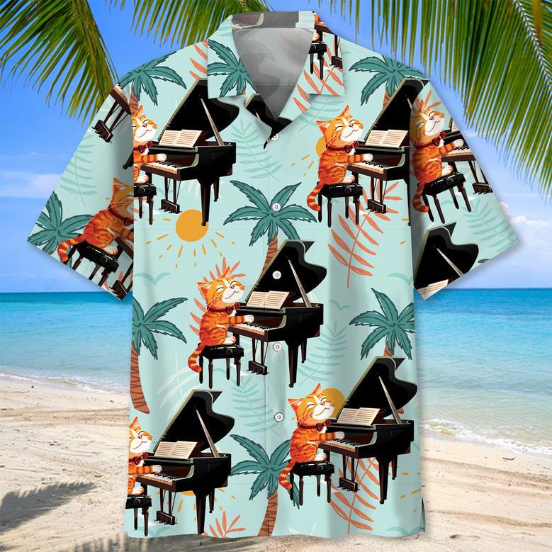 Black and White Piano Hawaiian Shirts For Men, Piano Players Summer Shirt