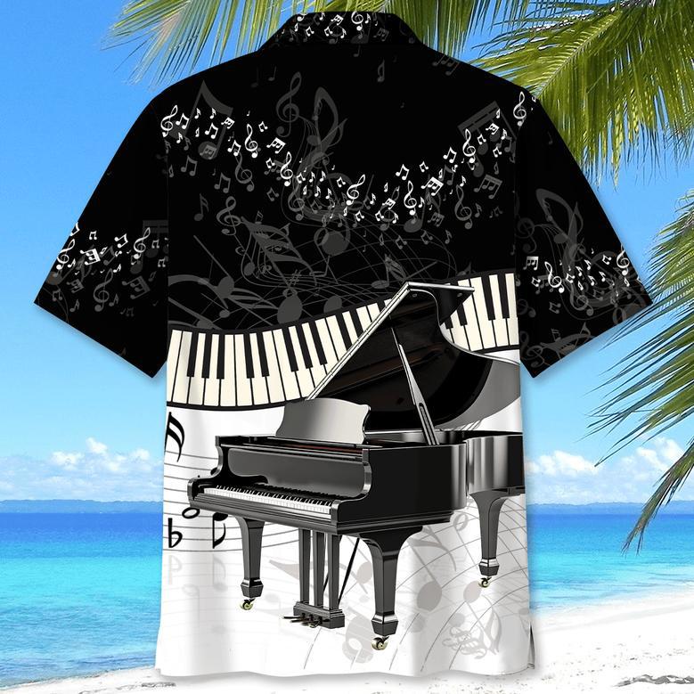 Black and White Piano Hawaiian Shirts For Men, Piano Players Summer Shirt