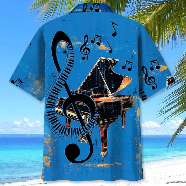 Black and White Piano Hawaiian Shirts For Men, Piano Players Summer Shirt