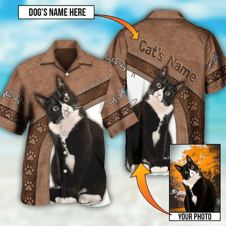 Black Cat Is My Best Friend Custom Photo Hawaiian Shirt, Idea Gift for Cat Lover Hawaiian Photo Shirt