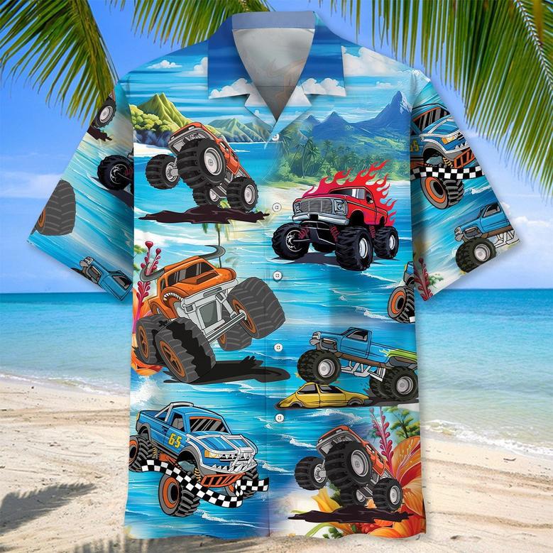 Blue Monster Truck Hawaiian Shirt for Men, Women, Monster Truck Summer Shirt