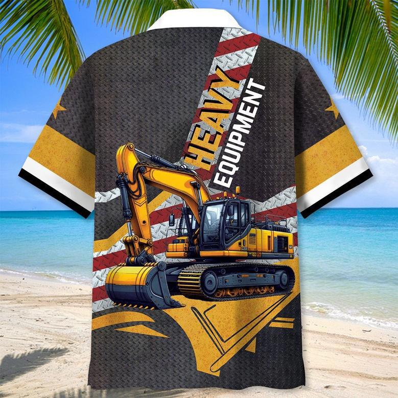 Blue Tropical Excavator Hawaiian Shirt for Mem, Husband, Excavator Summer Beach Shirt