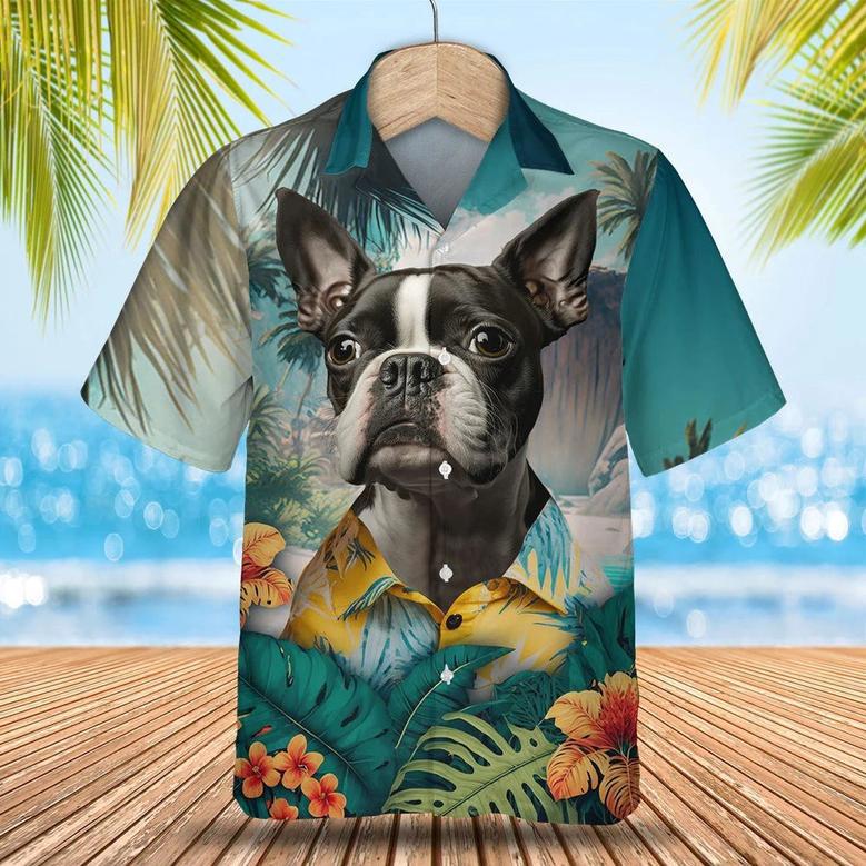 Boston Terrier Tropical Pattern Hawaiian Shirt , Summer Beach Shirt Gift For Dog Lovers