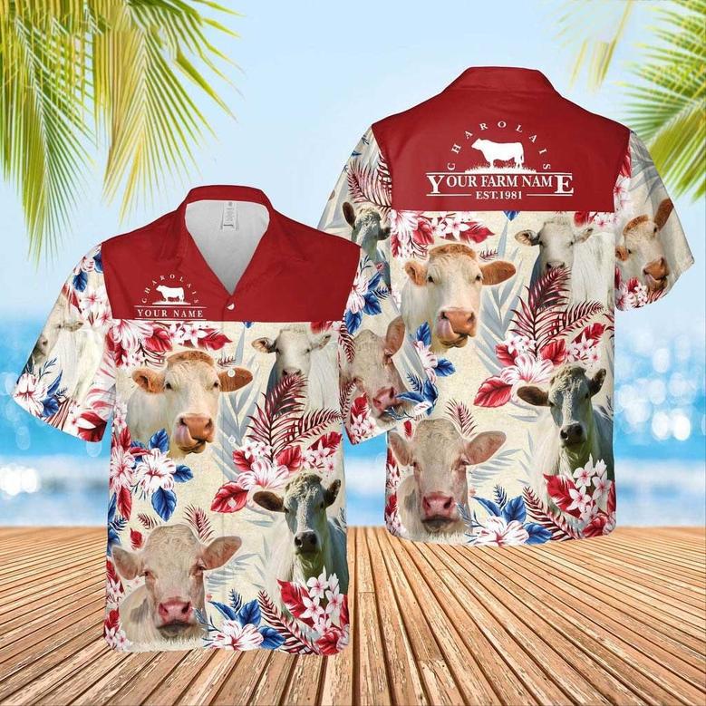 Brahman Cattle Custom Name And Farm Name Hawaiian Shirt for Farmers