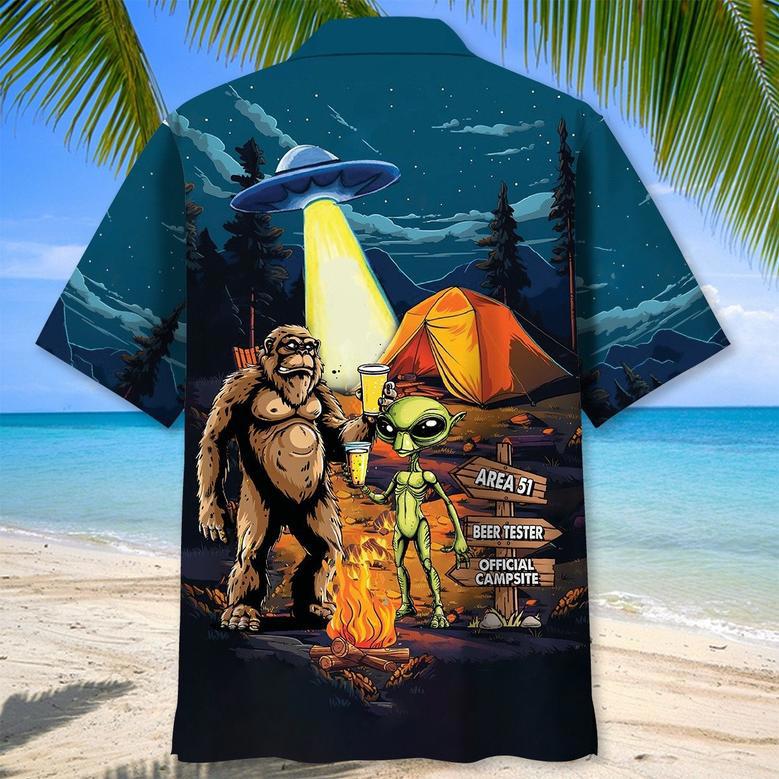 Camping Bigfoot Crazy Friend Hawaiian Shirt for Men, Women, Camping Lovers Summer Shirt