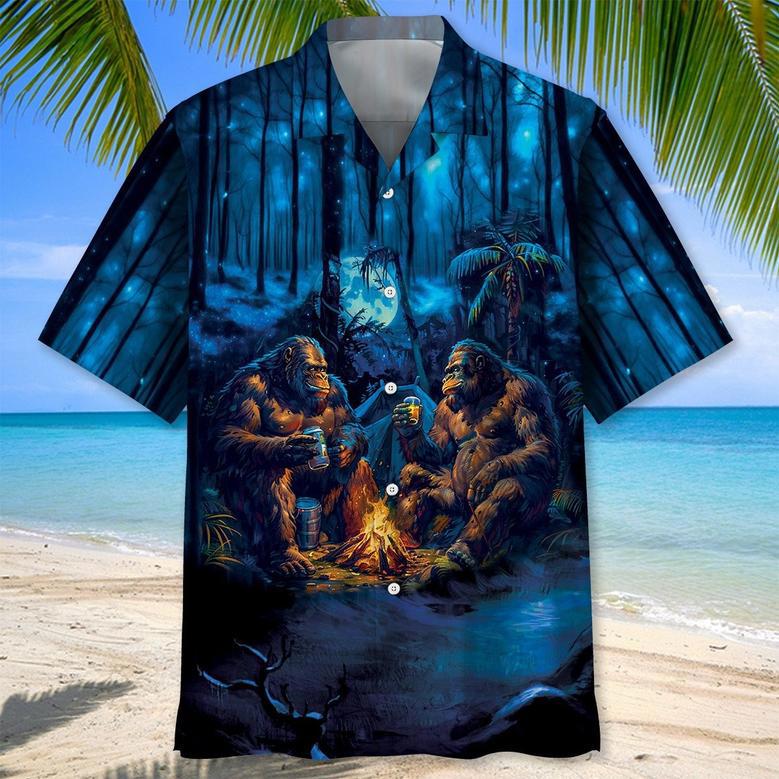 Camping Bigfoot Crazy Friend Hawaiian Shirt for Men, Women, Camping Lovers Summer Shirt