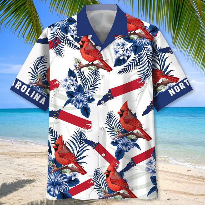 Cardinal North Carolina Proud Hawaiian Shirt for Men, Women, North Carolina Tropical Hawaiian Summer Beach Shirt