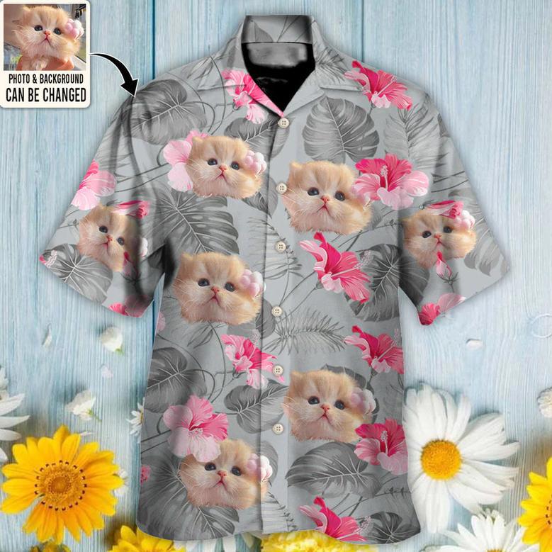 Cat You Want Tropical Custom Photo Multicolor Hawaiian Shirt, Floral Pattern Hawaiian Shirt for Men Women, Cat Lover