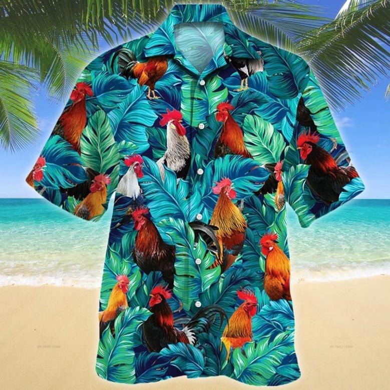 Chicken US Flag Flowers Hawaiian Shirt for Farmers, Men, Women, Chicken Lovers