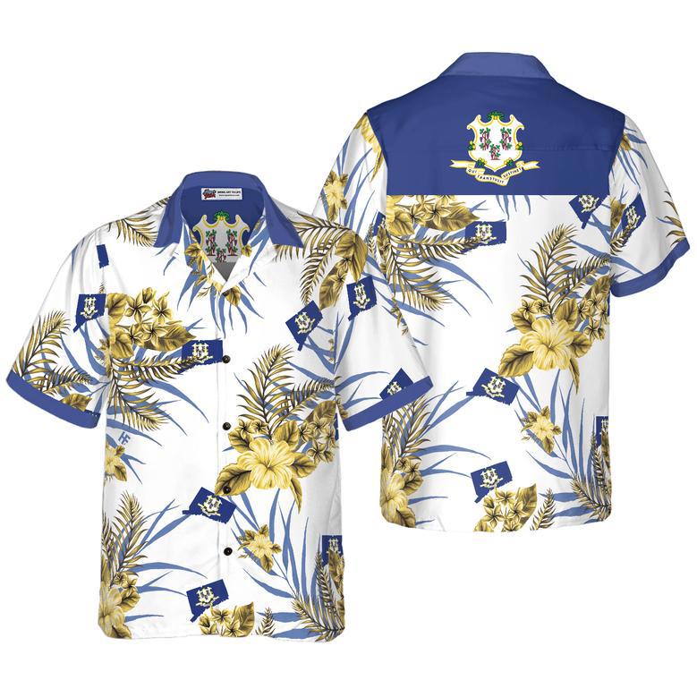 Connecticut State Proud Flowers Tropical Hawaiian Shirt for Men, Women, Connecticut State Summer Beach Shirt