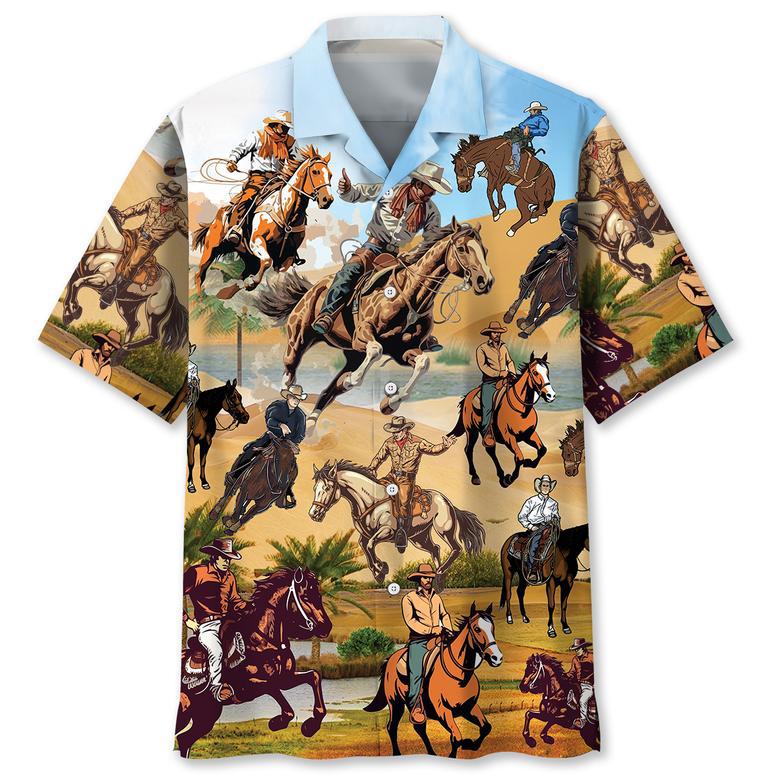 Cowboy Life Vintage Art Hawaiian Shirt for Cowboy Summer Beach Shirt