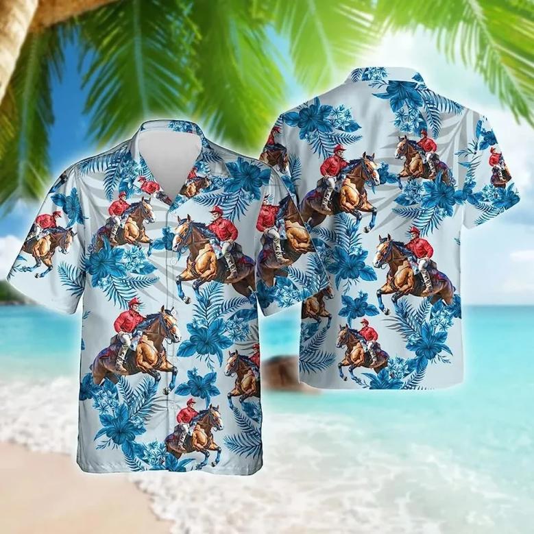 Cowboy Riding Horse Vintage Hawaiian Shirt for Men, Cowboy Texas Summer Shirt