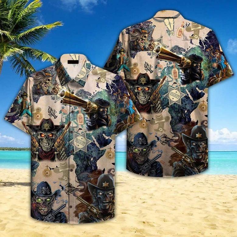 Cowboy Skull Cactus Hawaiian Shirt for Cowboy, Cowgirl Aloha Summer Vibes Hawaiian Shirt