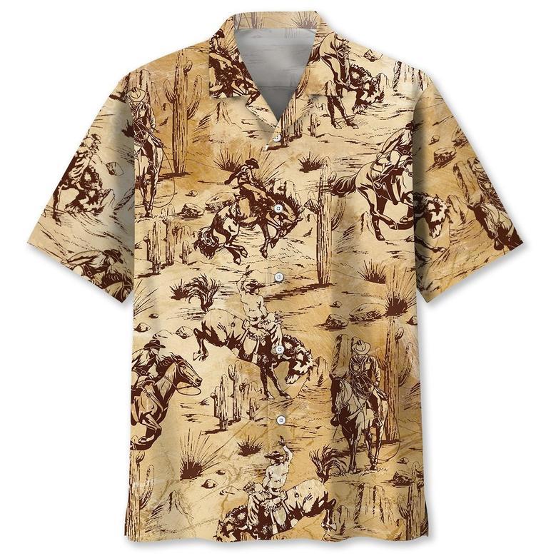 Cowboy Skull Cactus Hawaiian Shirt for Cowboy, Cowgirl Aloha Summer Vibes Hawaiian Shirt